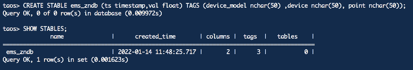 TDengine 在 TCL 空調(diào)能源數(shù)據(jù)管理平臺(tái)的實(shí)踐 - TDengine Database 時(shí)序數(shù)據(jù)庫(kù) taos> SHOW STABLES TDengine Database